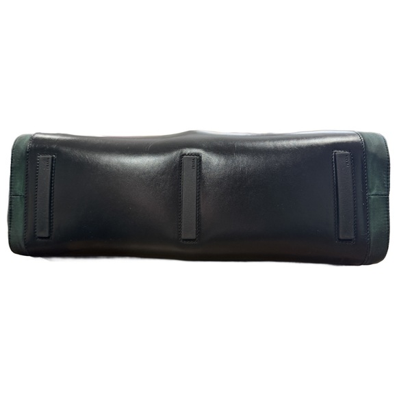 Prada Black and Green Leather and Nylon Shoulder Bag